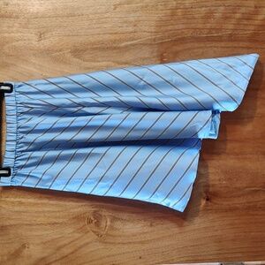 NWOT Express Satin Asymmetrical Pull-On Skirt Ice Blue Striped Silky Flowy XS